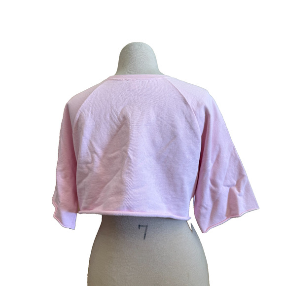 BP Pink Cropped Top Shirt Size XL NWT Embroidered Flower Detail - Picture 2 of 3
